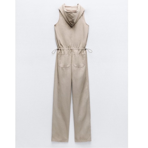 Zara • Women’s Tan Hooded Sleeveless Wide leg Jumpsuit M NWT - Picture 4 of 9